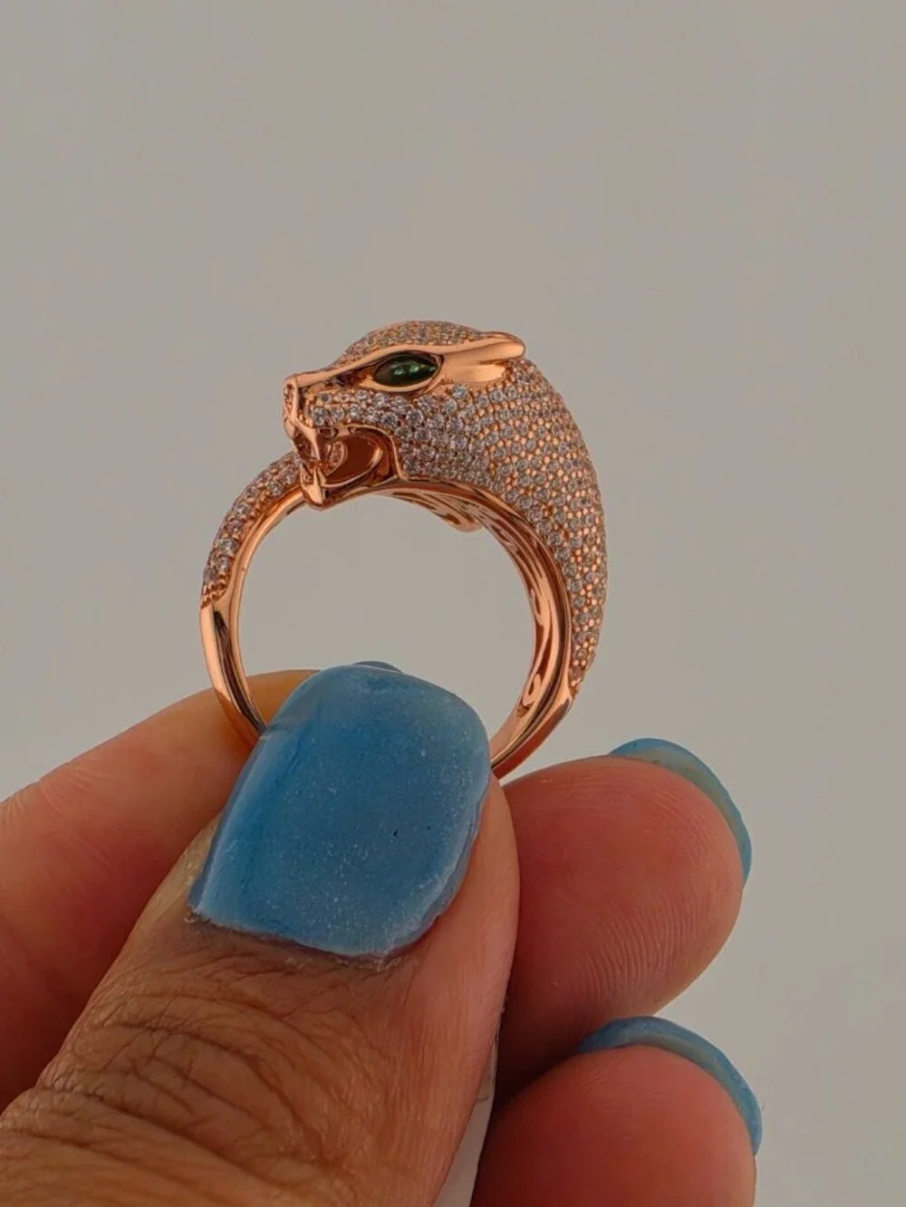 LAST ONE Fierce & Stylish: Panther Ring in 925 Silver with CZ Stones
